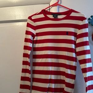 Ralph Lauren red and white stripped shirt